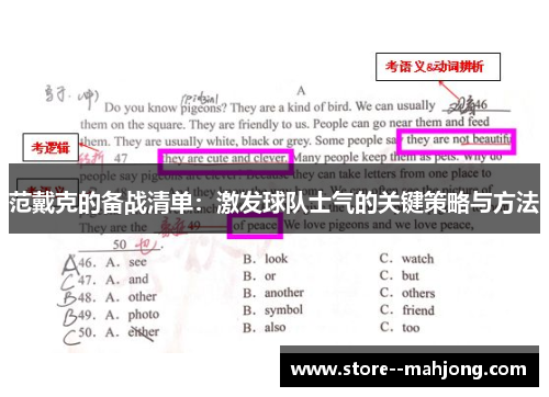 范戴克的备战清单：激发球队士气的关键策略与方法